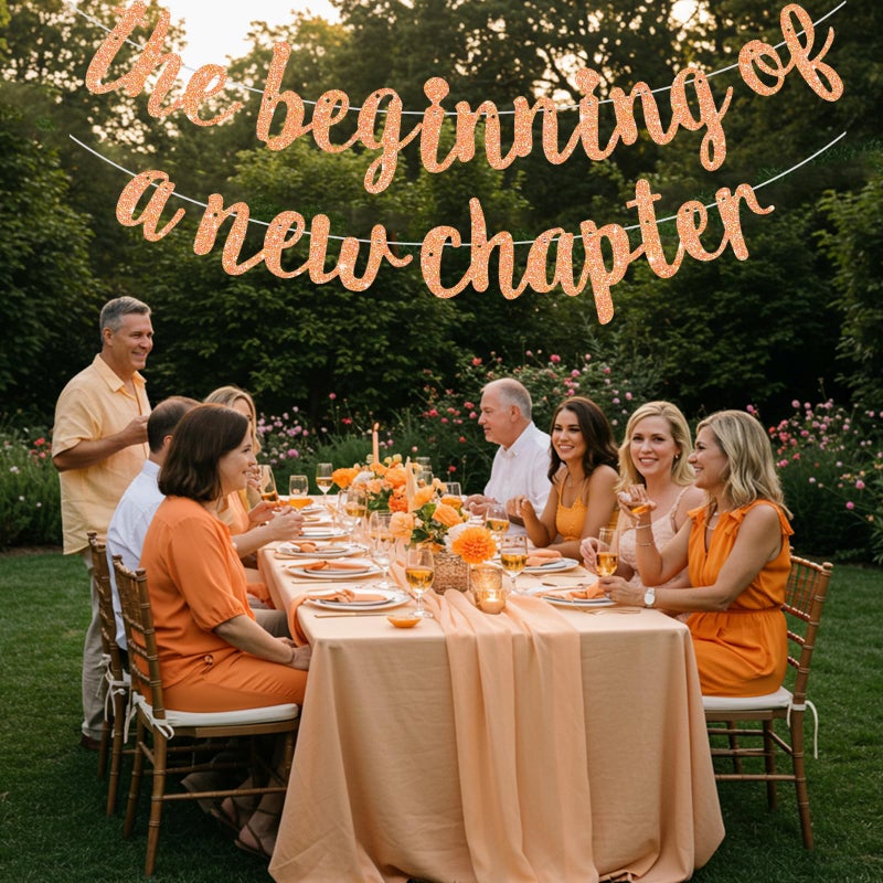 بيشيدا BEISHIDA جليتر برتقالي فاتح بداية فصل جديد، كتاب وداع مُجهز مسبقًا تحت عنوان حفلة الانتقال إلى منزل جديد، زينة تهانينا، إكليل حفلة الذهاب بعيدًا، لافتة التخرج 2025، لوازم التقاعد - Image 4